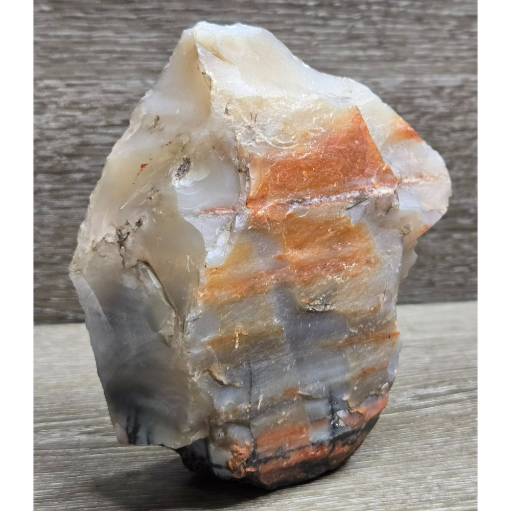 Banded Agate Rough Stone Specimen Chalcedony Orange Lapidary Display Rock Decor